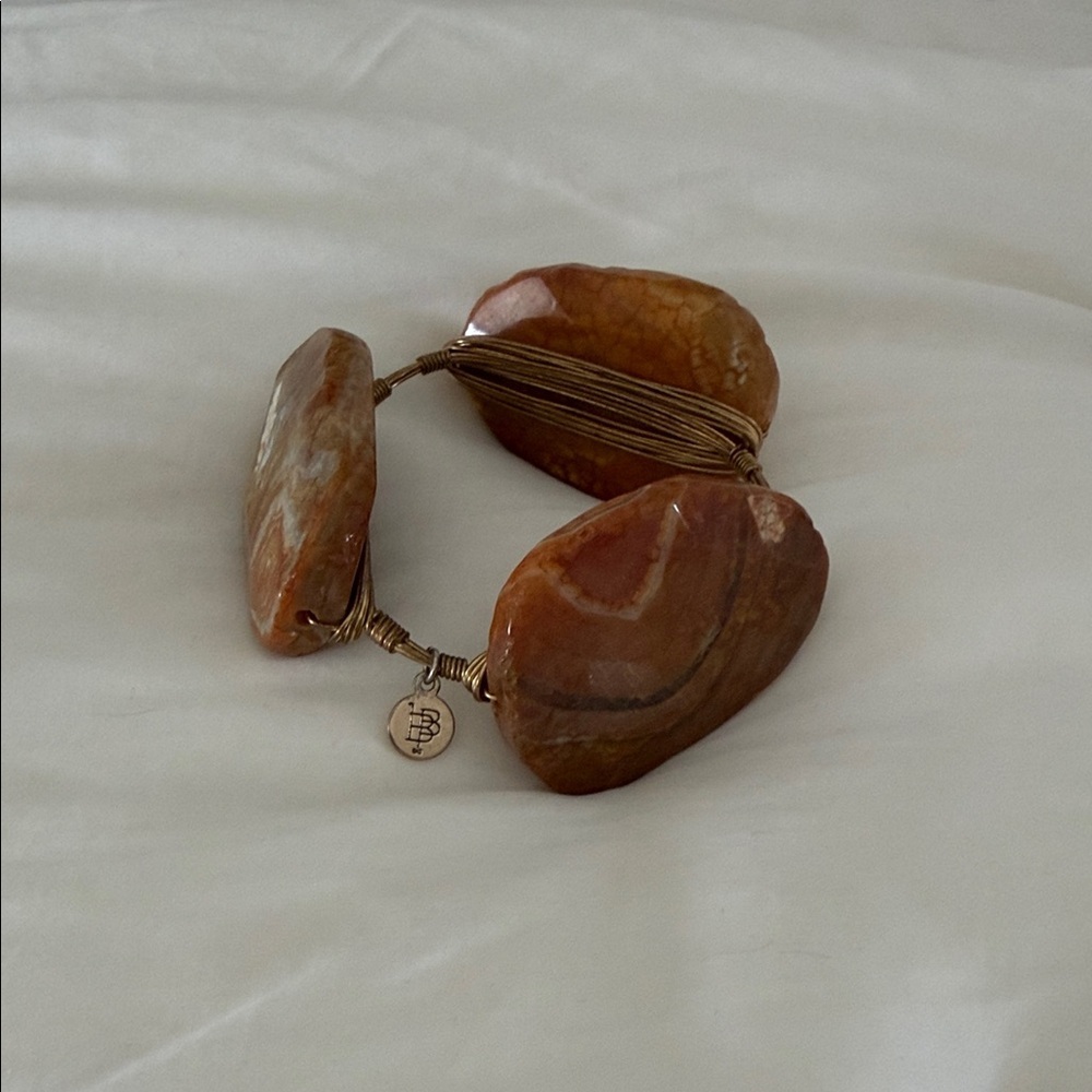 Bourbon and Bowties Brown Agate Stone Wire-Wrapped Bracelet